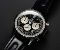 A VERY RARE GENTLEMAN'S BLACK COATED BREITLING NAVITIMER CHRONOGRAPH WRIST WATCH CIRCA 1970s, REF.