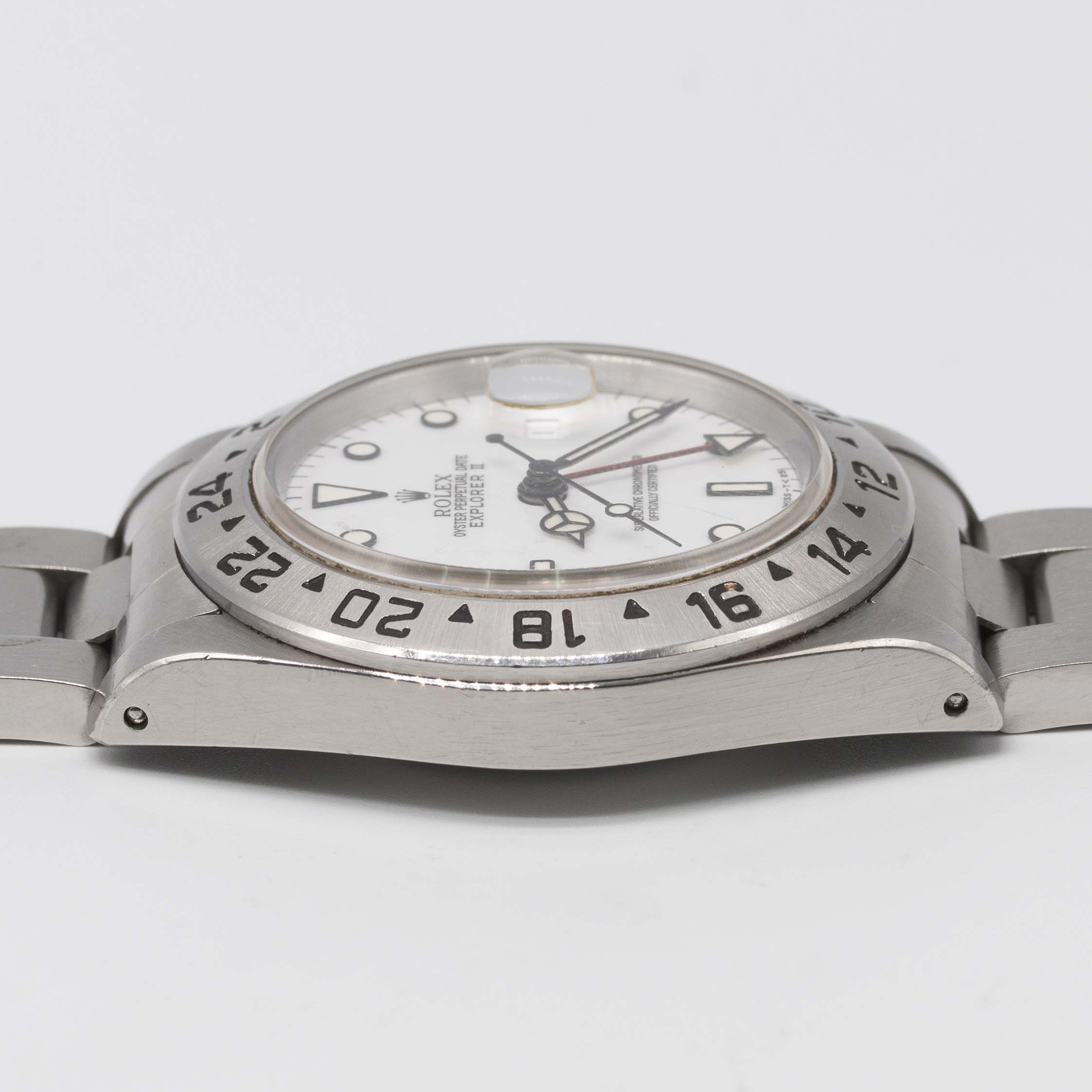 A GENTLEMAN'S STAINLESS STEEL ROLEX OYSTER PERPETUAL DATE EXPLORER II BRACELET WATCH DATED 1993, - Image 11 of 12