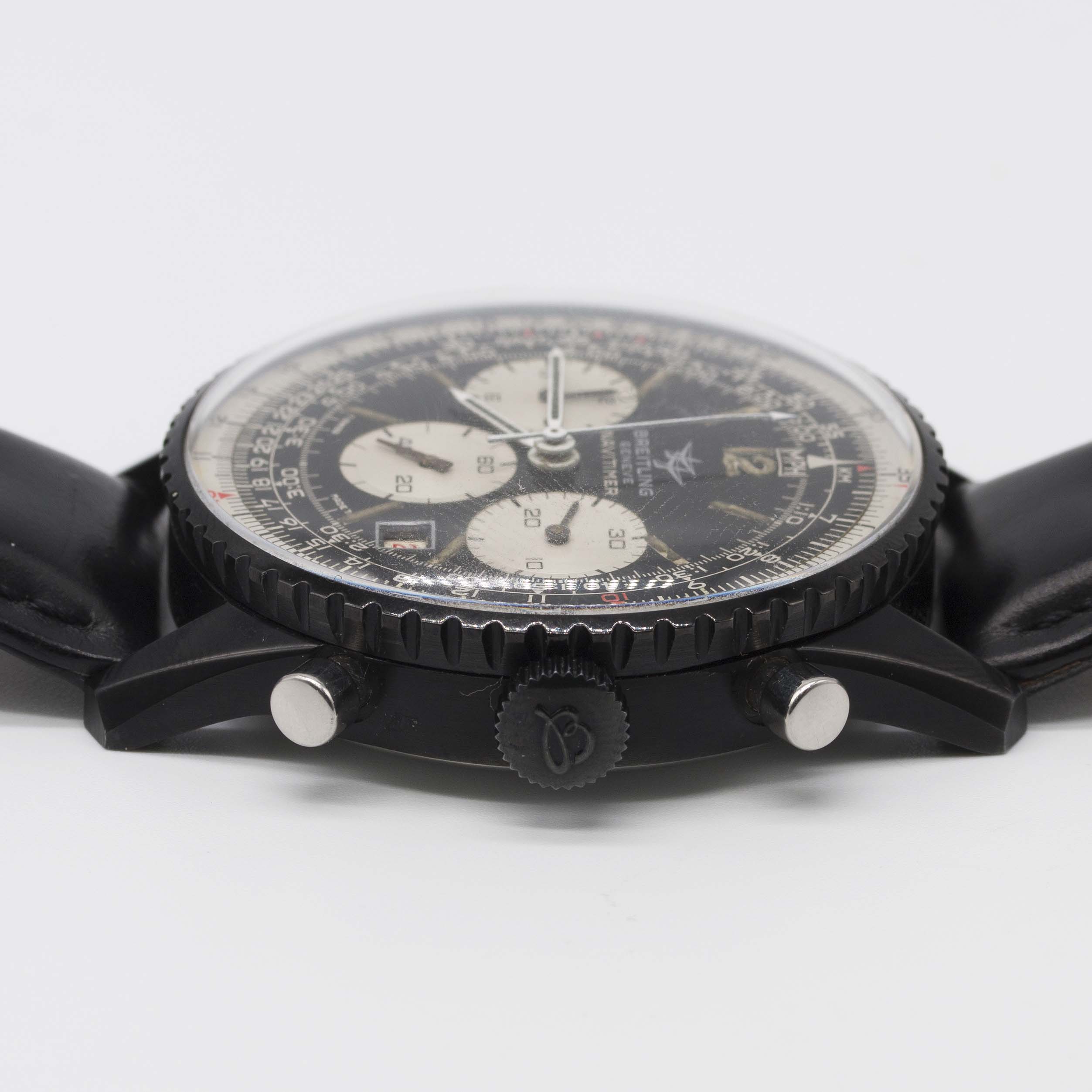 A VERY RARE GENTLEMAN'S BLACK COATED BREITLING NAVITIMER CHRONOGRAPH WRIST WATCH CIRCA 1970s, REF. - Image 11 of 12
