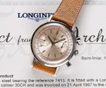 A VERY RARE GENTLEMAN'S STAINLESS STEEL LONGINES 