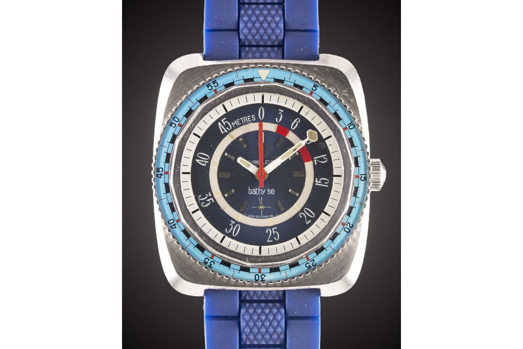A GENTLEMAN'S STAINLESS STEEL FAVRE LEUBA BATHY 50 DEPTH GAUGE DIVERS WRIST WATCH CIRCA 1968, REF.