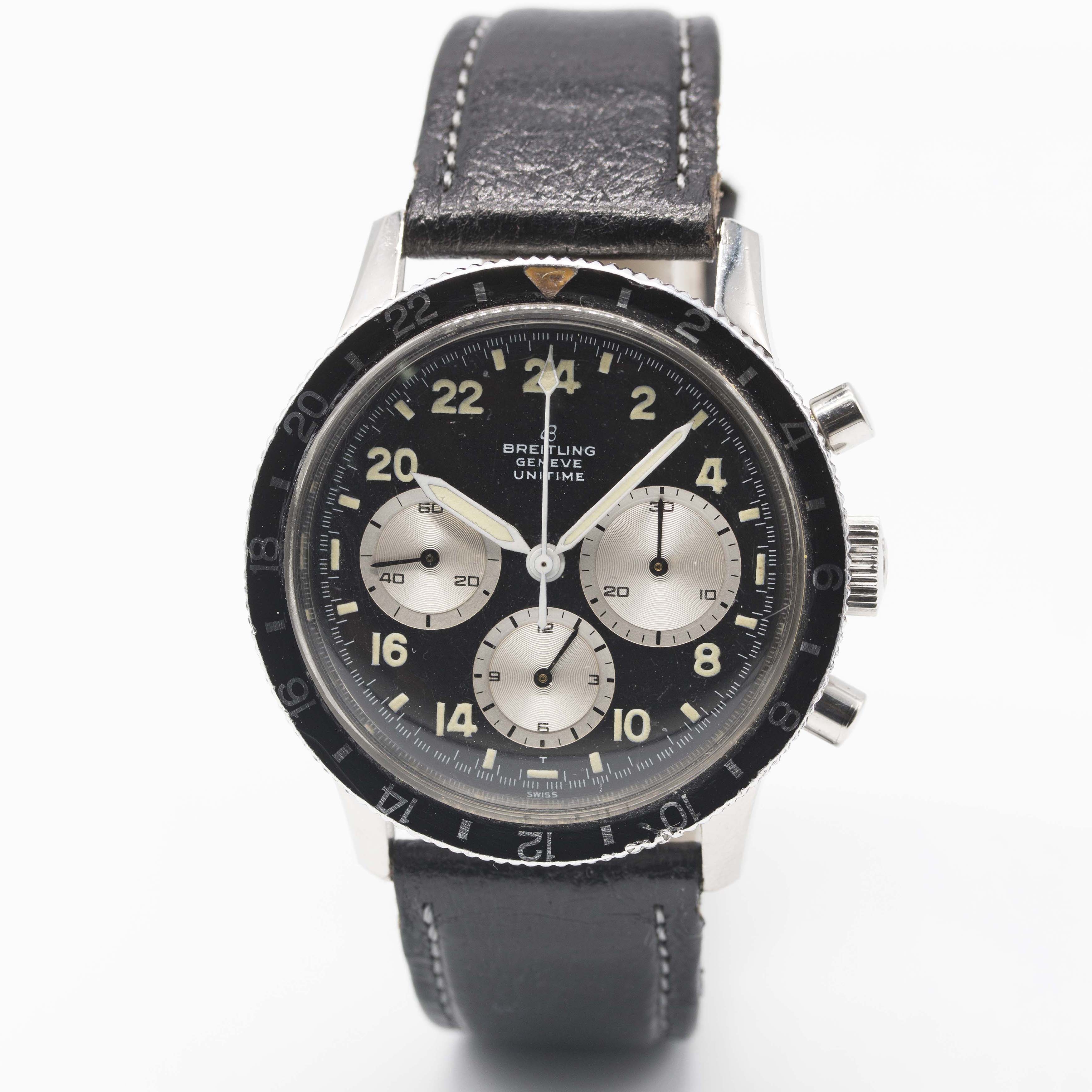 A VERY RARE GENTLEMAN'S STAINLESS STEEL BREITLING UNITIME 24 HOUR CHRONOGRAPH WRIST WATCH CIRCA - Image 3 of 11