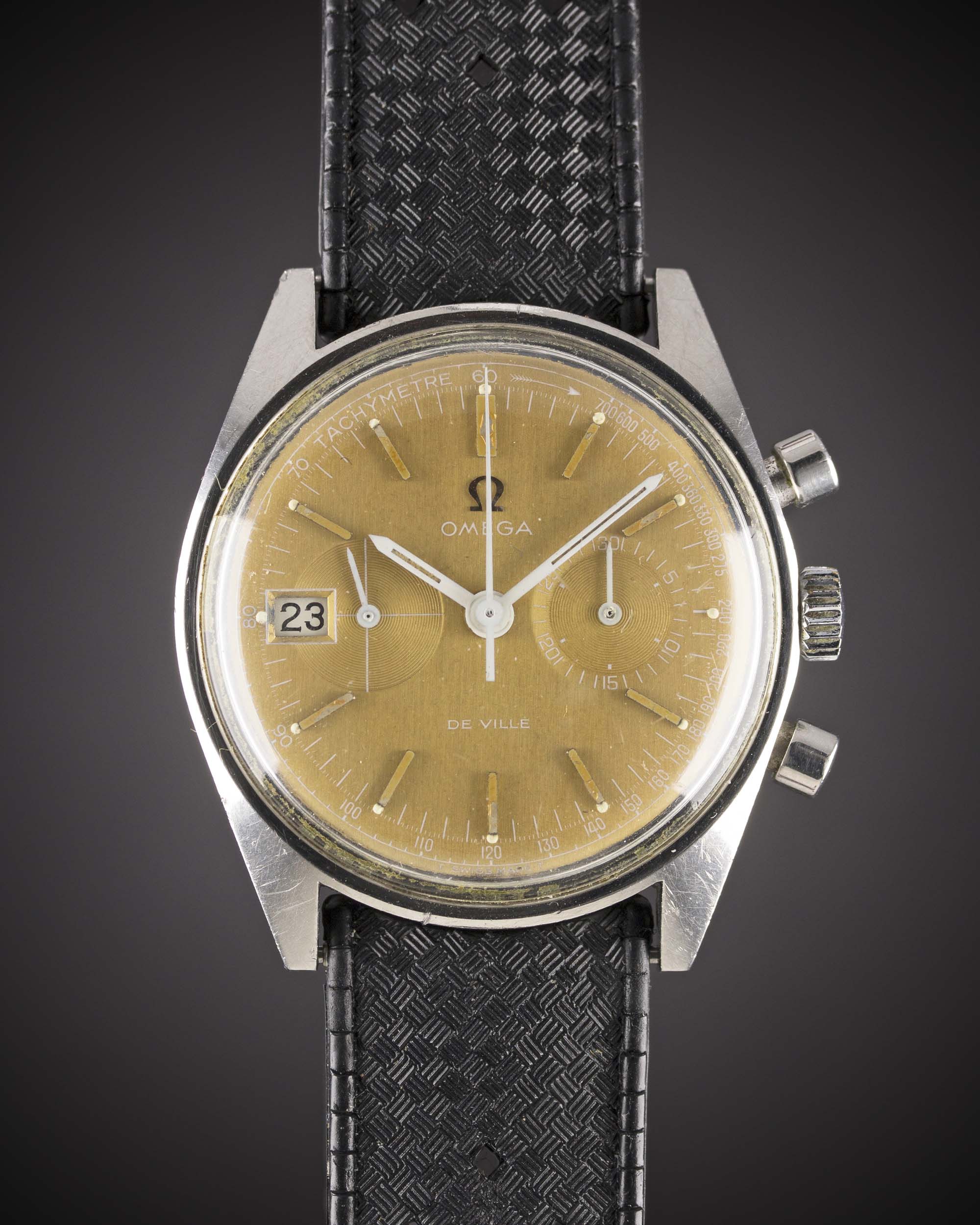 A GENTLEMAN'S STAINLESS STEEL OMEGA DE VILLE DATO CHRONOGRAPH WRIST WATCH CIRCA 1970, REF. 146.017