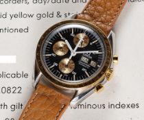 A VERY RARE GENTLEMAN'S STEEL & GOLD OMEGA SPEEDMASTER PROFESSIONAL 