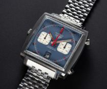 A RARE GENTLEMAN'S STAINLESS STEEL HEUER MONACO 