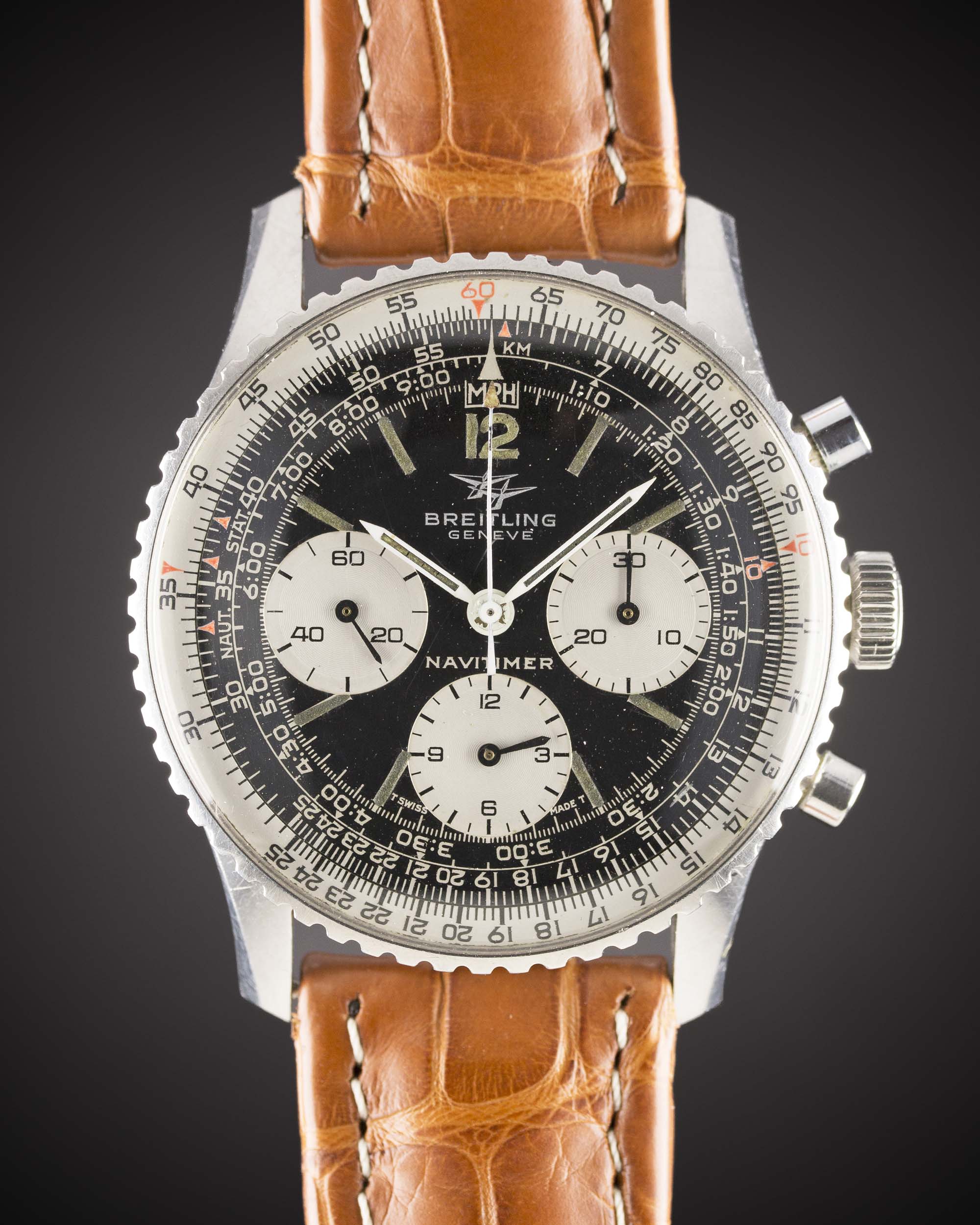 A GENTLEMAN'S STAINLESS STEEL BREITLING NAVITIMER CHRONOGRAPH WRIST WATCH CIRCA 1971, REF. 806 "