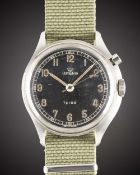A GENTLEMAN'S STAINLESS STEEL SWEDISH MILITARY LEMANIA TG 195 SINGLE BUTTON 