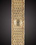 A LADIES 9CT SOLID GOLD OMEGA BRACELET WATCH CIRCA 1960s Movement: Manual back-wind, signed Omega,