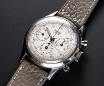 A RARE GENTLEMAN'S LARGE SIZE STAINLESS STEEL GALLET BY RACINE MULTICHRON 12 