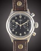 A GENTLEMAN'S GERMAN MILITARY HANHART LUFTWAFFE PILOTS FLYBACK CHRONOGRAPH WRIST WATCH CIRCA 1940