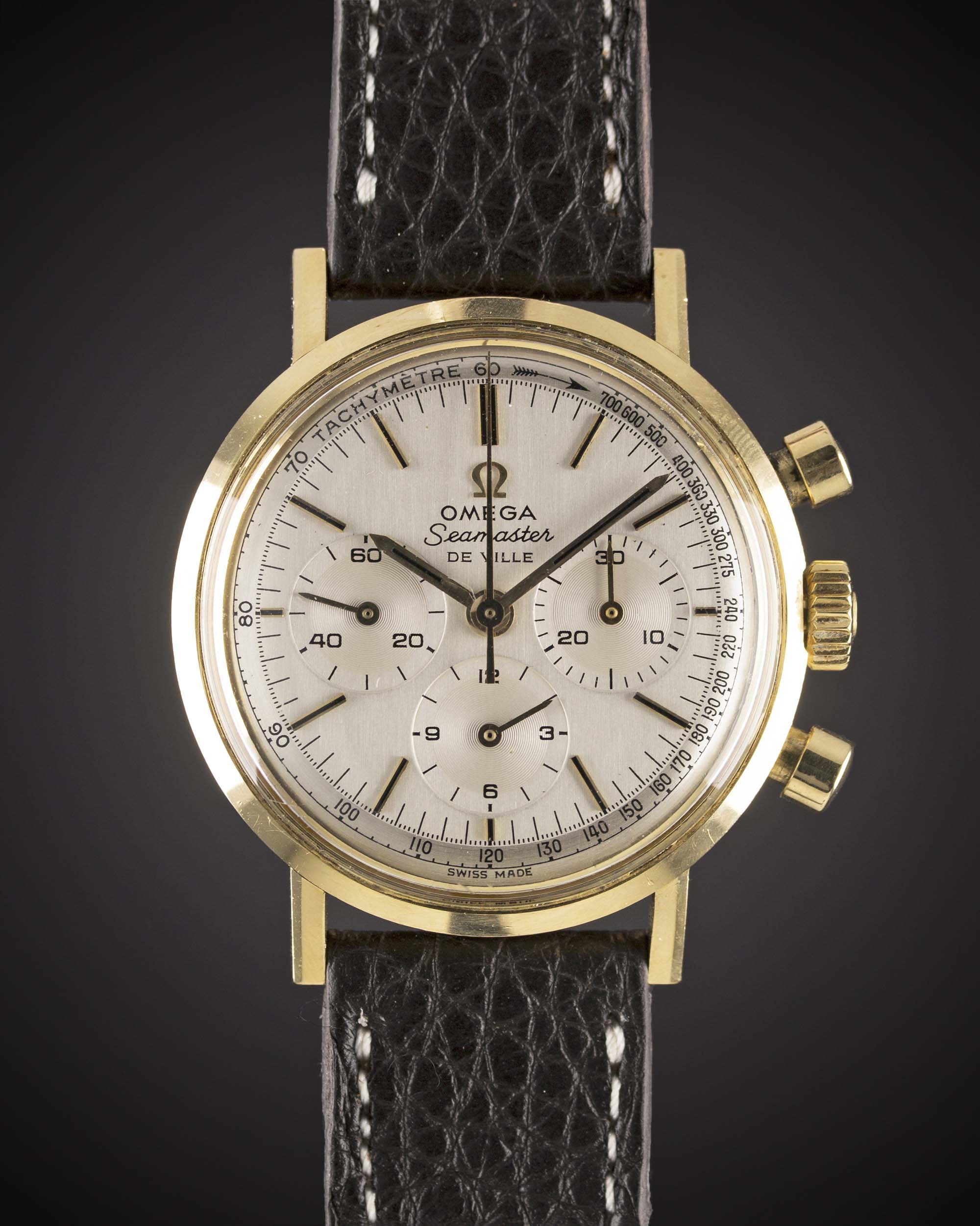 A FINE GENTLEMAN'S 18K SOLID YELLOW GOLD OMEGA SEAMASTER DE VILLE "WATERPROOF" CHRONOGRAPH WRIST - Image 2 of 2