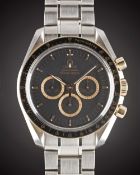 A GENTLEMAN'S STAINLESS STEEL & ROSE GOLD OMEGA SPEEDMASTER PROFESSIONAL 