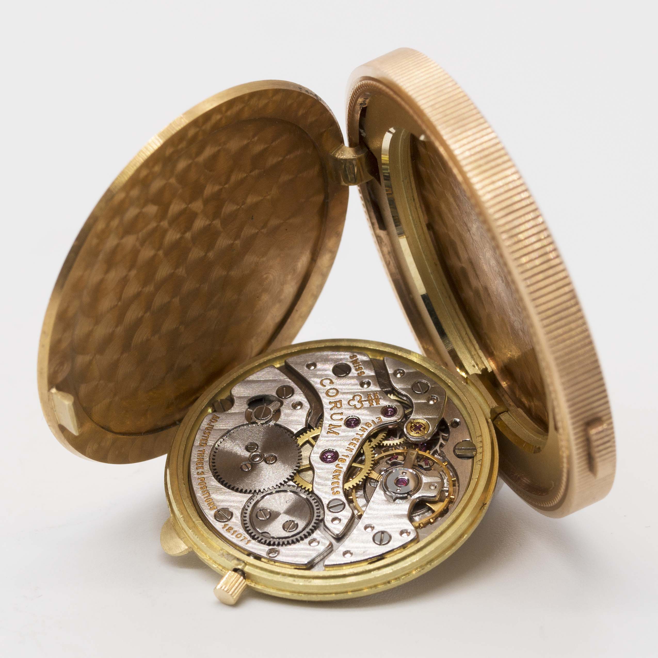AN 18K SOLID GOLD CORUM 20 DOLLAR COIN WATCH DATED 1976, WITH THE ORIGINAL BOX & GUARANTEE Movement: - Image 9 of 11