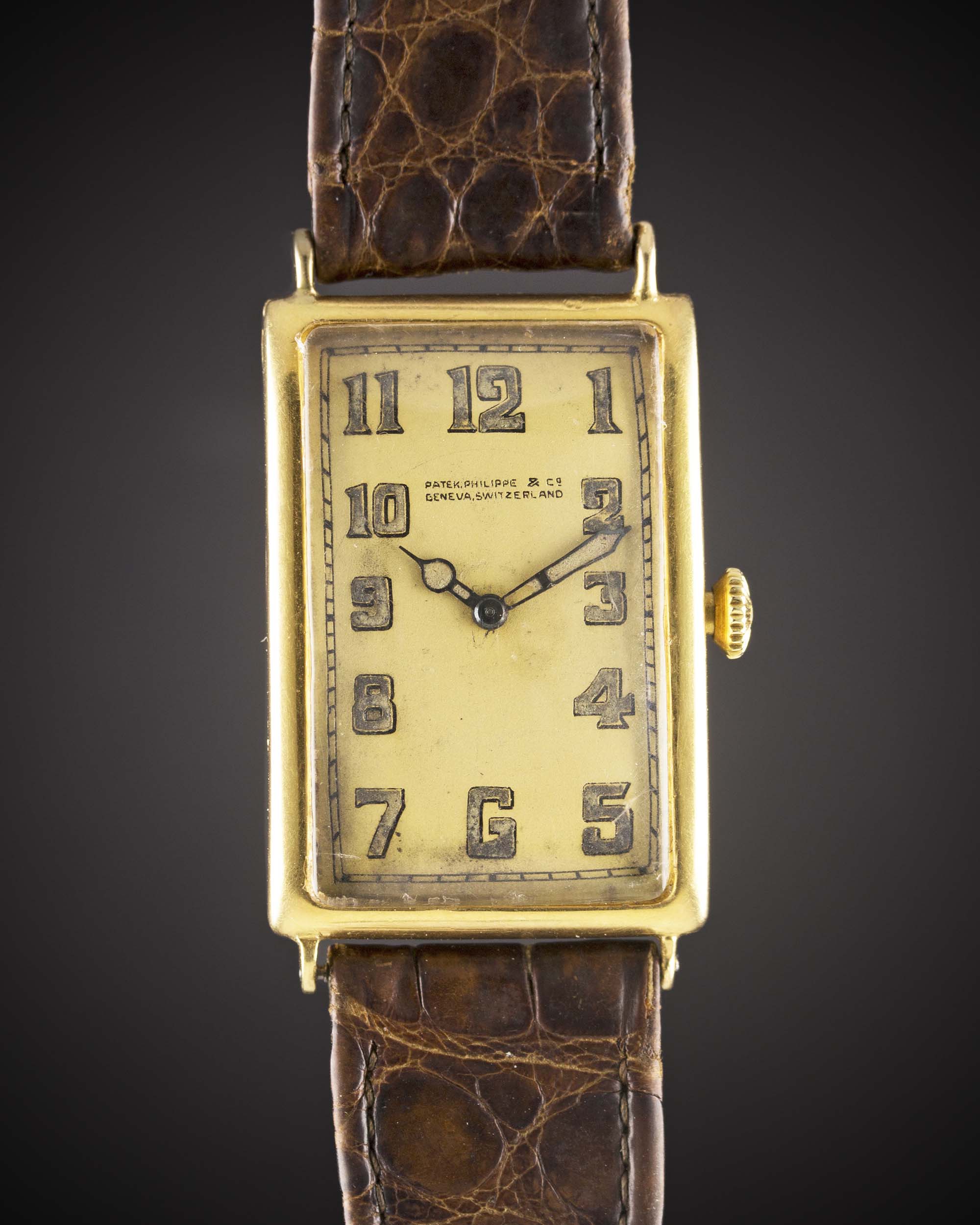 A RARE GENTLEMAN'S 18K SOLID YELLOW GOLD PATEK PHILIPPE CURVEX GONDOLO WRIST WATCH DATED 1924, - Image 3 of 3