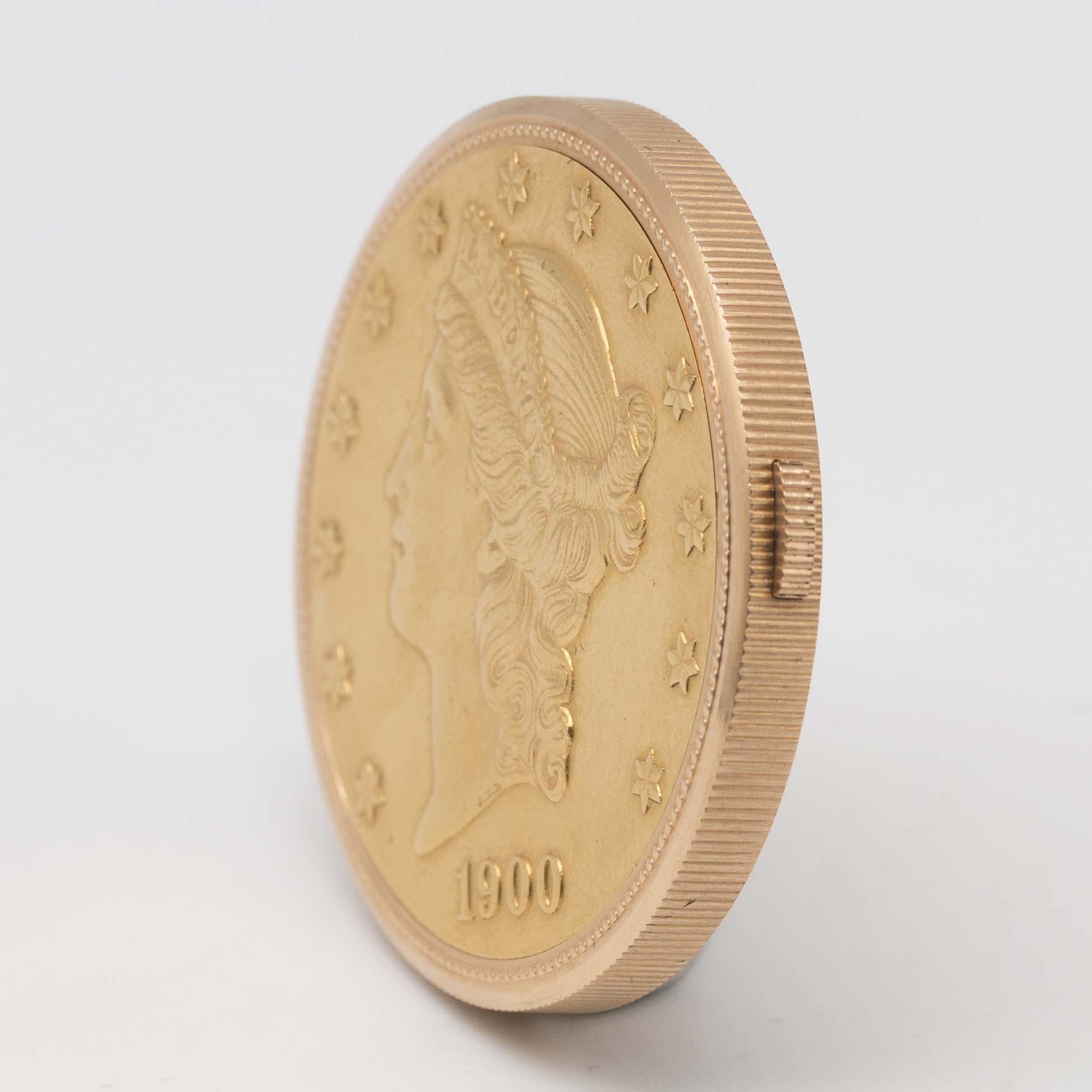 AN 18K SOLID GOLD CORUM 20 DOLLAR COIN WATCH DATED 1976, WITH THE ORIGINAL BOX & GUARANTEE Movement: - Image 4 of 11