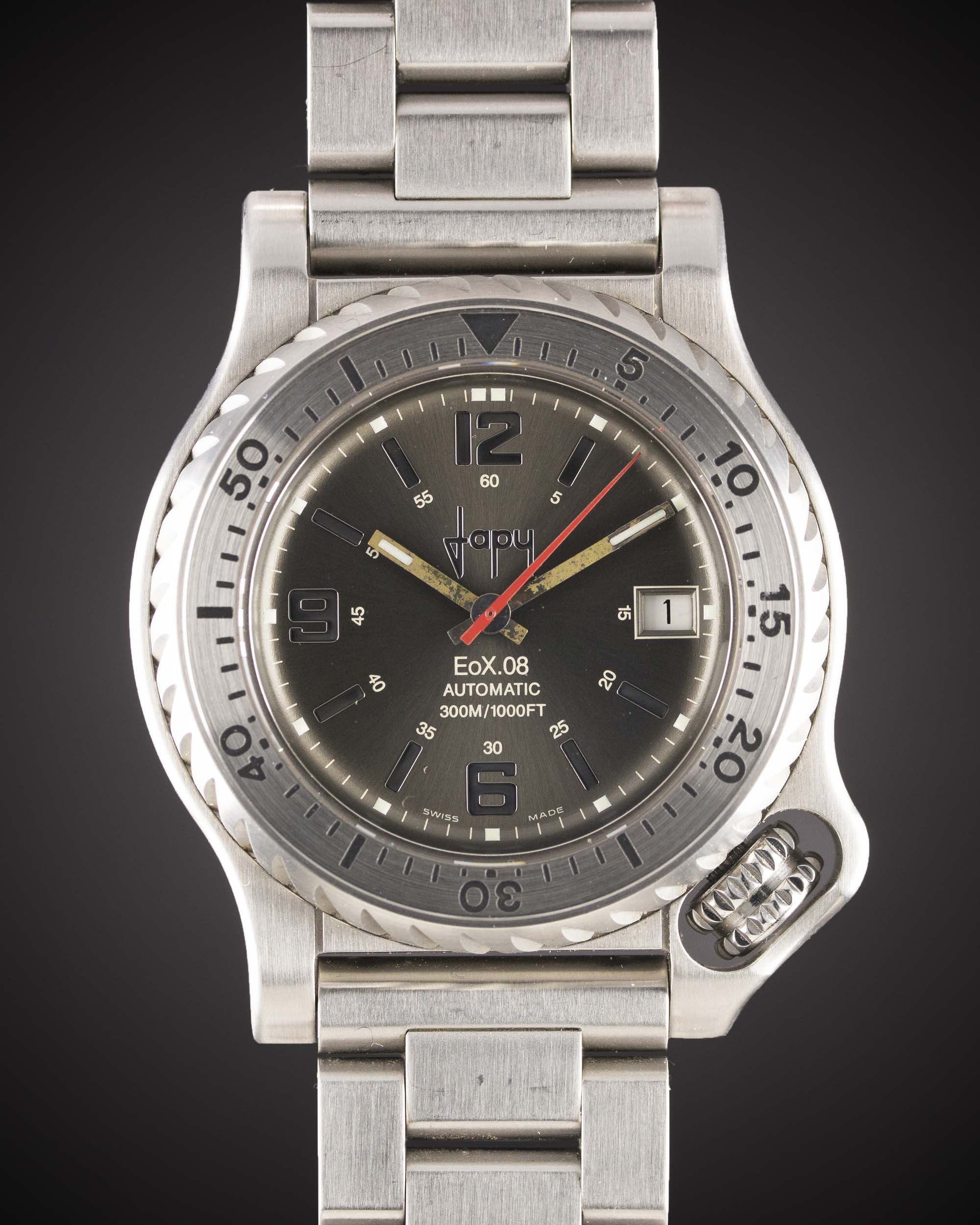 A GENTLEMAN'S STAINLESS STEEL JAPY EOX.08 300M AUTOMATIC DIVERS BRACELET WATCH CIRCA 2000s, REF.