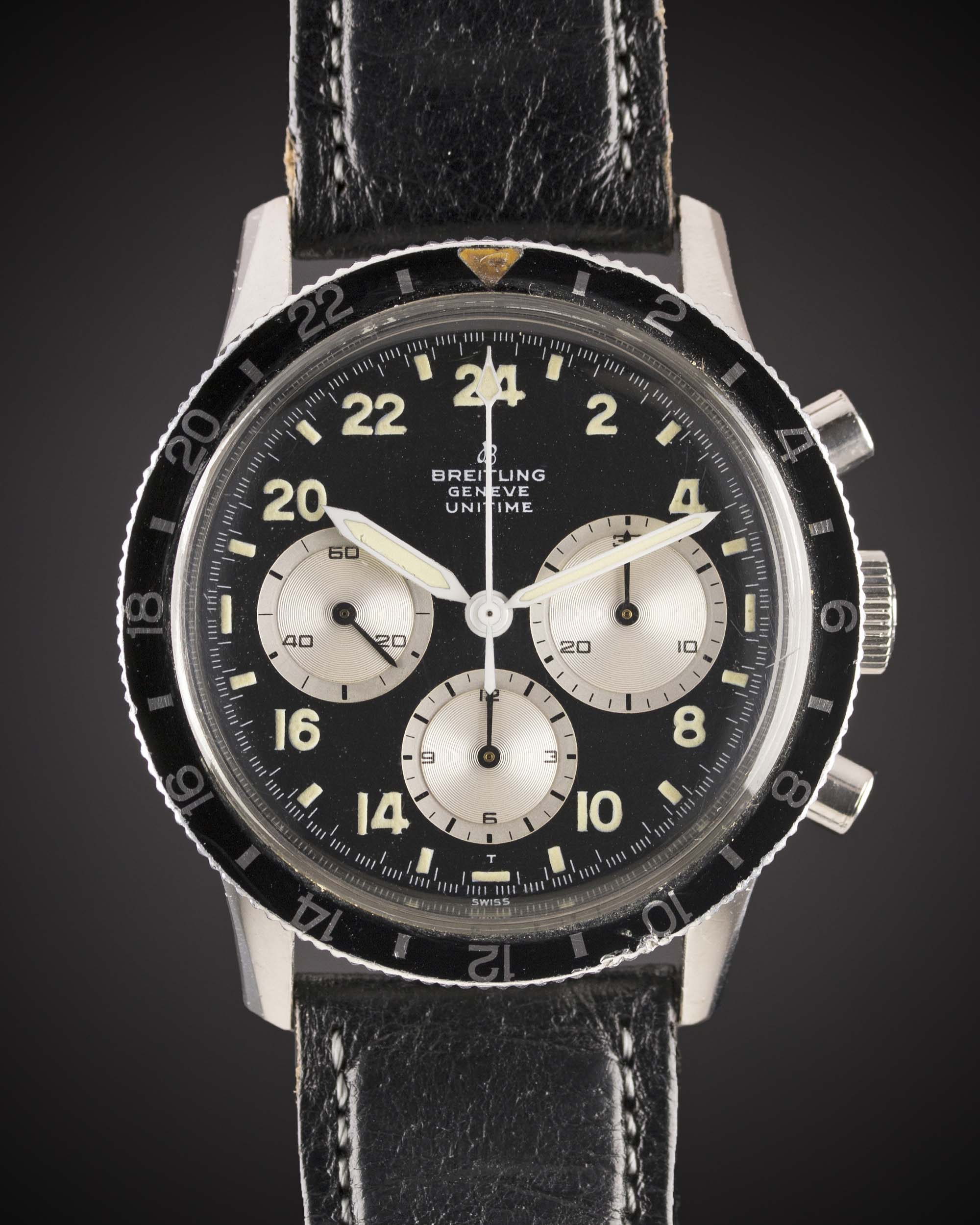 A VERY RARE GENTLEMAN'S STAINLESS STEEL BREITLING UNITIME 24 HOUR CHRONOGRAPH WRIST WATCH CIRCA - Image 2 of 11