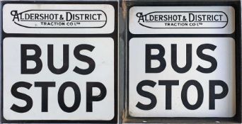 1950s/60s Aldershot & District enamel BUS STOP FLAG. A fully-flanged, double-sided sign measuring