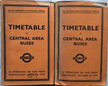 Pair of WW2 London Transport Official's TIMETABLE BOOKLETS of Central Area Buses ('Red Books')