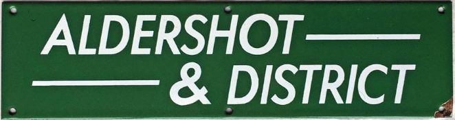 1960s/early 1970s Aldershot & District timetable board enamel HEADER PLATE. Uses the later style