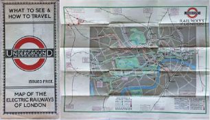 1924 London Underground POCKET MAP of the Electric Railways of London 