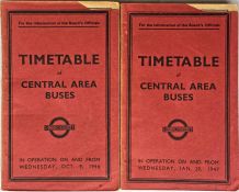 Pair of London Transport Officials' TIMETABLE BOOKLETS ('Red Books') of Central Area Buses