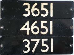 Set of London Underground 1983 Mk I Tube Stock aluminium STOCK-NUMBER PLATES from a 3-car unit: