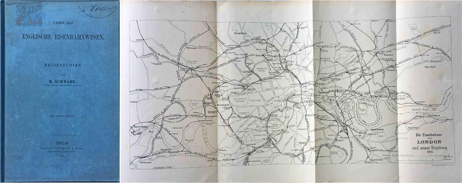 1871 Railway BOOK 'Über das englische Eisenbahn' ('About the English Railway') by H Schwabe.