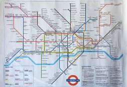 1989 London Underground POSTER MAP. Measures 34.5