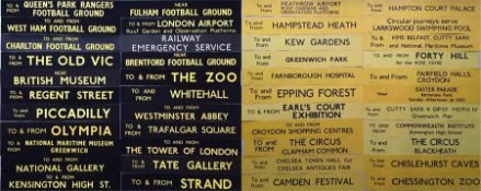 Quantity (44) of 1960s/70s London Transport SLIPBOARD POSTERS as used on RT-type buses to show