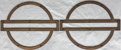 Pair of London Underground station ROUNDEL FRAMES in bronze. These are the very small size versions,