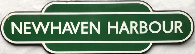 British Railways (Southern Region) enamel TOTEM SIGN from Newhaven Harbour, the ex-LBSCR, SR station