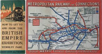1924 Metropolitan Railway small POCKET CARD MAP 