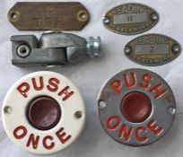 Pair of London Transport trolleybus BELL PUSHES, one bakelite ex-B1 vehicle and the other metal ex-