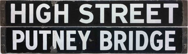 London Underground Q-stock (or O/P-stock) enamel, double-sided CAB DESTINATION PLATE for High Street