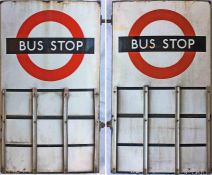London Transport enamel BUS STOP FLAG (compulsory). A 1950s/60s 'bullseye'-style, E9-size, double-