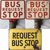 Pair of c1940s/50s BUS STOP FLAGS, the first a double-sided, alloy sign (13