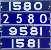 Set of London Underground enamel STOCK-NUMBER PLATES from a 4-car unit of 1962-Tube Stock comprising