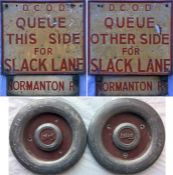 Derby Corporation Omnibus Department BUS STOP FLAG 'Queue This/Other Side for Slack Lane', once