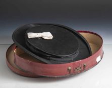 Zylinder - Chapeau Claque, um 1900, Marke Ideal, schwarzes Seidentuch und Seidenrips, Innenfutter.