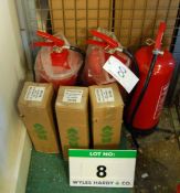 Three 9-Litre Water Fire Extinguishers and Three 2Kg Powder Fire Extinguishers