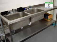 A 2100mm x 680mm Twin Bowl Commercial Free Standing Sink Unit with Single Right Hand Draining Area