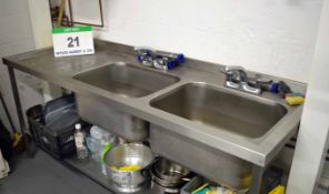 A 2100mm s 680mm Twin Bowl Commercial Free Standing Sink Unit with Single Left Hand Draining Area