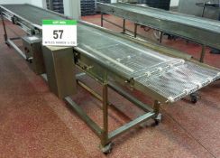 An Approx. 600mm Wide x 4950mm Long Stainless Steel Wire Mesh Mobile Horizontal Transfer Conveyor (
