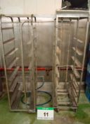 Two Stainless Steel 8-Tier Tray Trolleys for Approx. 420mm x 600mm Trays