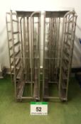 Five Stainless Steel 8-Tier Tray Trolleys for Approx. 420mm x 600mm Trays
