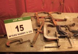Nine Various Clamps (As Photographed)