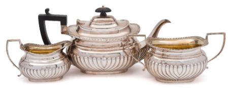 A George V silver three-piece tea service, maker R F Mosley & Co, Sheffield,