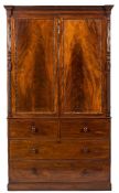 A William IV mahogany linen press:,