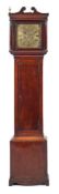 A mahogany longcase clock: the unsigned early 18th century eight-day duration,